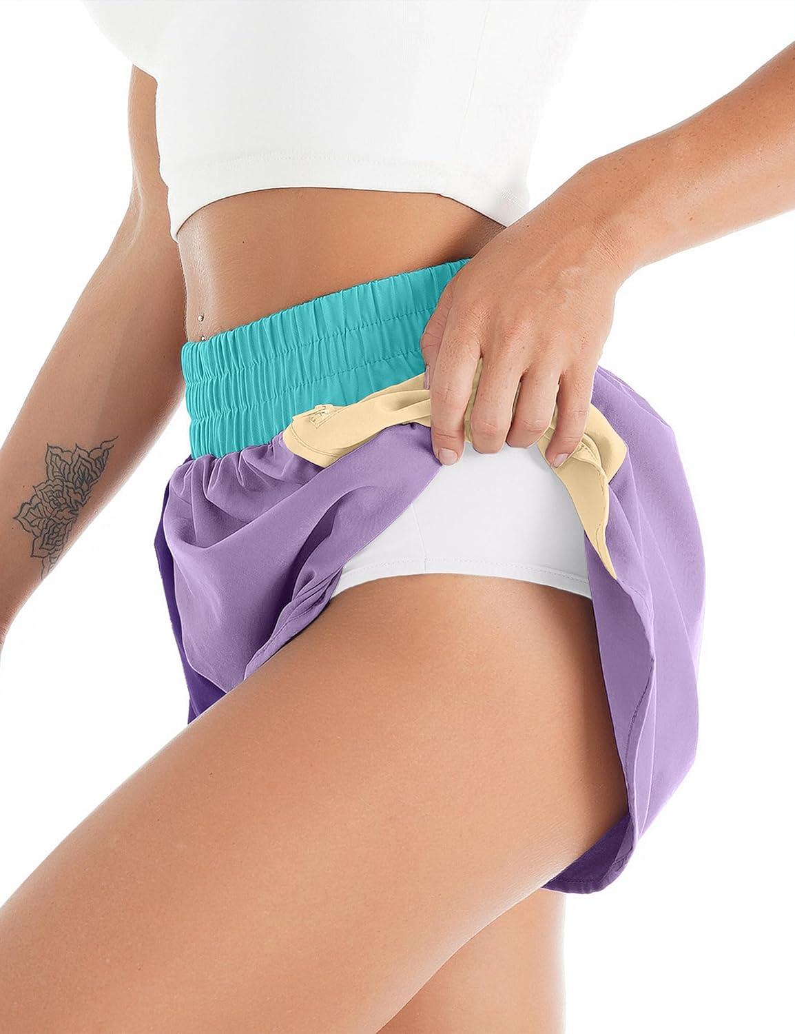 imageBlooming Jelly Womens QuickDry Running Shorts Workout Sport Layer Active Shorts with Pockets 175quotMulticolor130