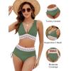 imageBlooming Jelly Women High Waisted Bikini Sets Tummy Control Swimsuits Color Block Two Piece Drawstring Bathing SuitArmy Green New