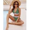 imageBlooming Jelly Women High Waisted Bikini Sets Tummy Control Swimsuits Color Block Two Piece Drawstring Bathing SuitArmy Green New