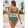 imageBlooming Jelly Women High Waisted Bikini Sets Tummy Control Swimsuits Color Block Two Piece Drawstring Bathing SuitArmy Green New
