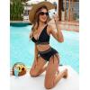 imageBlooming Jelly Women High Waisted Bikini Sets Tummy Control Swimsuits Color Block Two Piece Drawstring Bathing SuitBlack Mesh