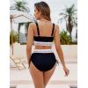 imageBlooming Jelly Women High Waisted Bikini Sets Tummy Control Swimsuits Color Block Two Piece Drawstring Bathing SuitBlack New