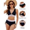 imageBlooming Jelly Women High Waisted Bikini Sets Tummy Control Swimsuits Color Block Two Piece Drawstring Bathing SuitBlack New