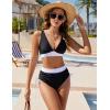 imageBlooming Jelly Women High Waisted Bikini Sets Tummy Control Swimsuits Color Block Two Piece Drawstring Bathing SuitBlack062