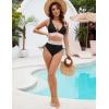 imageBlooming Jelly Women High Waisted Bikini Sets Tummy Control Swimsuits Color Block Two Piece Drawstring Bathing SuitBlacktextured