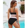 imageBlooming Jelly Women High Waisted Bikini Sets Tummy Control Swimsuits Color Block Two Piece Drawstring Bathing SuitBlacktextured