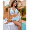 imageBlooming Jelly Women High Waisted Bikini Sets Tummy Control Swimsuits Color Block Two Piece Drawstring Bathing SuitBlue