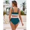 imageBlooming Jelly Women High Waisted Bikini Sets Tummy Control Swimsuits Color Block Two Piece Drawstring Bathing SuitBlue Green New