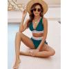imageBlooming Jelly Women High Waisted Bikini Sets Tummy Control Swimsuits Color Block Two Piece Drawstring Bathing SuitBlue Green New