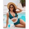 imageBlooming Jelly Women High Waisted Bikini Sets Tummy Control Swimsuits Color Block Two Piece Drawstring Bathing SuitBlue Greentextured