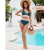 imageBlooming Jelly Women High Waisted Bikini Sets Tummy Control Swimsuits Color Block Two Piece Drawstring Bathing SuitBlue Greentextured