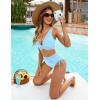 imageBlooming Jelly Women High Waisted Bikini Sets Tummy Control Swimsuits Color Block Two Piece Drawstring Bathing SuitBlue Mesh