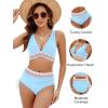 imageBlooming Jelly Women High Waisted Bikini Sets Tummy Control Swimsuits Color Block Two Piece Drawstring Bathing SuitBlue New