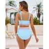 imageBlooming Jelly Women High Waisted Bikini Sets Tummy Control Swimsuits Color Block Two Piece Drawstring Bathing SuitBlue New