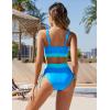 imageBlooming Jelly Women High Waisted Bikini Sets Tummy Control Swimsuits Color Block Two Piece Drawstring Bathing SuitBlue062