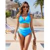 imageBlooming Jelly Women High Waisted Bikini Sets Tummy Control Swimsuits Color Block Two Piece Drawstring Bathing SuitBlue062