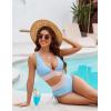 imageBlooming Jelly Women High Waisted Bikini Sets Tummy Control Swimsuits Color Block Two Piece Drawstring Bathing SuitBluetextured