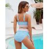imageBlooming Jelly Women High Waisted Bikini Sets Tummy Control Swimsuits Color Block Two Piece Drawstring Bathing SuitBluetextured