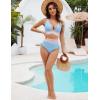 imageBlooming Jelly Women High Waisted Bikini Sets Tummy Control Swimsuits Color Block Two Piece Drawstring Bathing SuitBluetextured