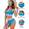 imageBlooming Jelly Women High Waisted Bikini Sets Tummy Control Swimsuits Color Block Two Piece Drawstring Bathing SuitBright Blue