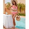 imageBlooming Jelly Women High Waisted Bikini Sets Tummy Control Swimsuits Color Block Two Piece Drawstring Bathing SuitCoral Pink