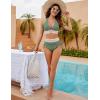 imageBlooming Jelly Women High Waisted Bikini Sets Tummy Control Swimsuits Color Block Two Piece Drawstring Bathing SuitGreen