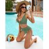 imageBlooming Jelly Women High Waisted Bikini Sets Tummy Control Swimsuits Color Block Two Piece Drawstring Bathing SuitGreen Mesh