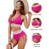imageBlooming Jelly Women High Waisted Bikini Sets Tummy Control Swimsuits Color Block Two Piece Drawstring Bathing SuitHot Pink