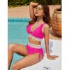imageBlooming Jelly Women High Waisted Bikini Sets Tummy Control Swimsuits Color Block Two Piece Drawstring Bathing SuitHot Pink