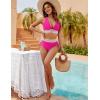 imageBlooming Jelly Women High Waisted Bikini Sets Tummy Control Swimsuits Color Block Two Piece Drawstring Bathing SuitHot Pink