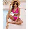 imageBlooming Jelly Women High Waisted Bikini Sets Tummy Control Swimsuits Color Block Two Piece Drawstring Bathing SuitHot Pink New