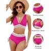 imageBlooming Jelly Women High Waisted Bikini Sets Tummy Control Swimsuits Color Block Two Piece Drawstring Bathing SuitHot Pink New