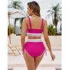 imageBlooming Jelly Women High Waisted Bikini Sets Tummy Control Swimsuits Color Block Two Piece Drawstring Bathing SuitHot Pink New