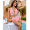 imageBlooming Jelly Women High Waisted Bikini Sets Tummy Control Swimsuits Color Block Two Piece Drawstring Bathing SuitLight Pink