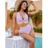 imageBlooming Jelly Women High Waisted Bikini Sets Tummy Control Swimsuits Color Block Two Piece Drawstring Bathing SuitLight Purple