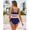 imageBlooming Jelly Women High Waisted Bikini Sets Tummy Control Swimsuits Color Block Two Piece Drawstring Bathing SuitNavy Blue New
