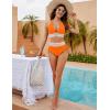 imageBlooming Jelly Women High Waisted Bikini Sets Tummy Control Swimsuits Color Block Two Piece Drawstring Bathing SuitOrange