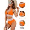 imageBlooming Jelly Women High Waisted Bikini Sets Tummy Control Swimsuits Color Block Two Piece Drawstring Bathing SuitOrange