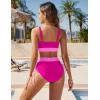 imageBlooming Jelly Women High Waisted Bikini Sets Tummy Control Swimsuits Color Block Two Piece Drawstring Bathing SuitPink062