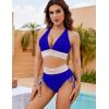 imageBlooming Jelly Women High Waisted Bikini Sets Tummy Control Swimsuits Color Block Two Piece Drawstring Bathing SuitRoyal Blue