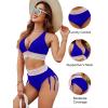 imageBlooming Jelly Women High Waisted Bikini Sets Tummy Control Swimsuits Color Block Two Piece Drawstring Bathing SuitRoyal Blue