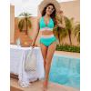 imageBlooming Jelly Women High Waisted Bikini Sets Tummy Control Swimsuits Color Block Two Piece Drawstring Bathing SuitTurquoise