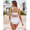 imageBlooming Jelly Women High Waisted Bikini Sets Tummy Control Swimsuits Color Block Two Piece Drawstring Bathing SuitWhite New