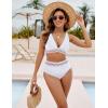 imageBlooming Jelly Women High Waisted Bikini Sets Tummy Control Swimsuits Color Block Two Piece Drawstring Bathing SuitWhite New