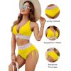 imageBlooming Jelly Women High Waisted Bikini Sets Tummy Control Swimsuits Color Block Two Piece Drawstring Bathing SuitYellow
