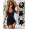 imageBlooming Jelly Women One Piece Swim Dress Tummy Control Swimsuits Slimming Mesh Sheer Sarong Wraps Bathing SuitBlack