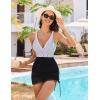 imageBlooming Jelly Women One Piece Swim Dress Tummy Control Swimsuits Slimming Mesh Sheer Sarong Wraps Bathing SuitBlack Stripes