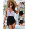 imageBlooming Jelly Women One Piece Swim Dress Tummy Control Swimsuits Slimming Mesh Sheer Sarong Wraps Bathing SuitBlack Stripes