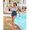 imageBlooming Jelly Women One Piece Swim Dress Tummy Control Swimsuits Slimming Mesh Sheer Sarong Wraps Bathing SuitBlue Stripes