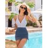 imageBlooming Jelly Women One Piece Swim Dress Tummy Control Swimsuits Slimming Mesh Sheer Sarong Wraps Bathing SuitBlue Stripes